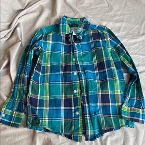 The Children's Place Boys Blue and Green Plaid Button Down Shirt